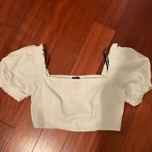 Forever 21 white cropped top with puffy sleeves